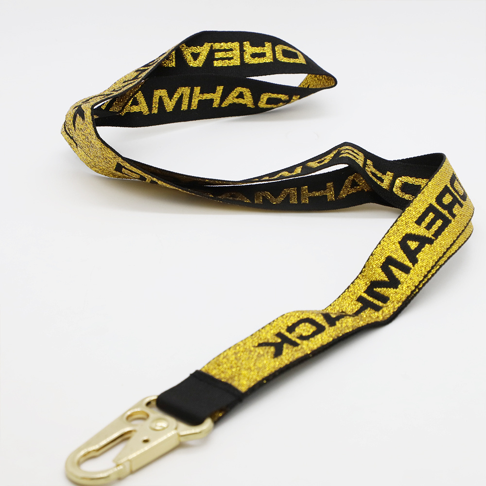 Promotional Eagle Mouth Hook Lanyard Gold Snap Lanyard Buckle Woven Lanyard