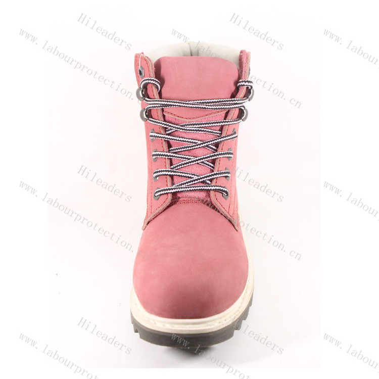 Pink nubuck leather women working boots / Australia style work boots for ladies