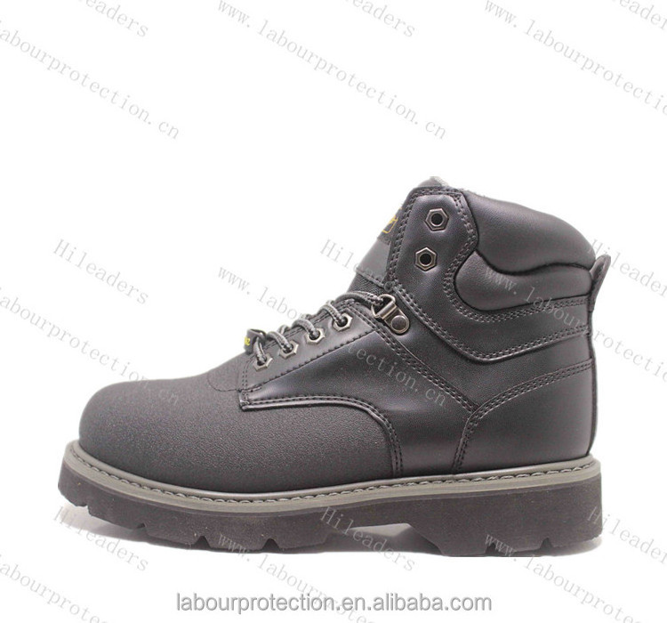 GOODTIRE LAND Black Goodyear Welt Work Boots With Steel Toe