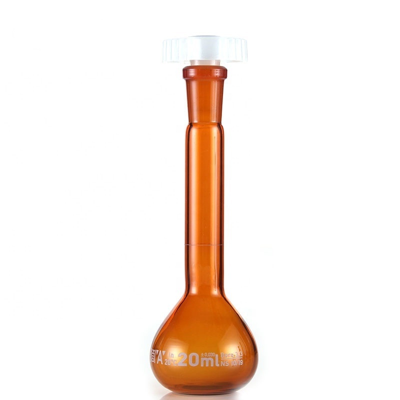 Tiandi Lab 20ml Amber Borosilicate Glass Volumetric Flask