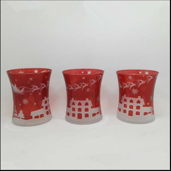 Christmas pattern Votive Glass Candle Holder for candles