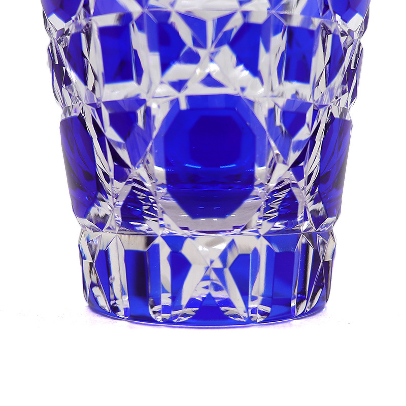 Japanese style 260 ml Luxury  engraved glass cups Mouth blown Thick wall unique pattern rock glass cup whiskey glass