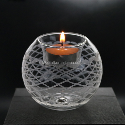 decorative double wall high borosilicate glass tealight candle holder glass for wedding