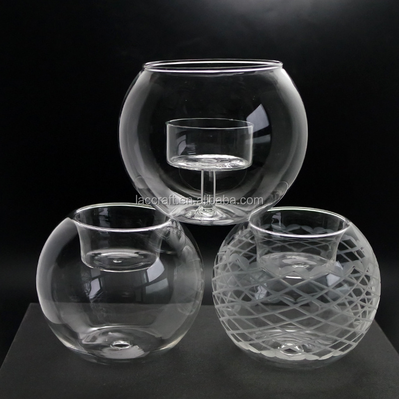 decorative double wall high borosilicate glass tealight candle holder glass for wedding