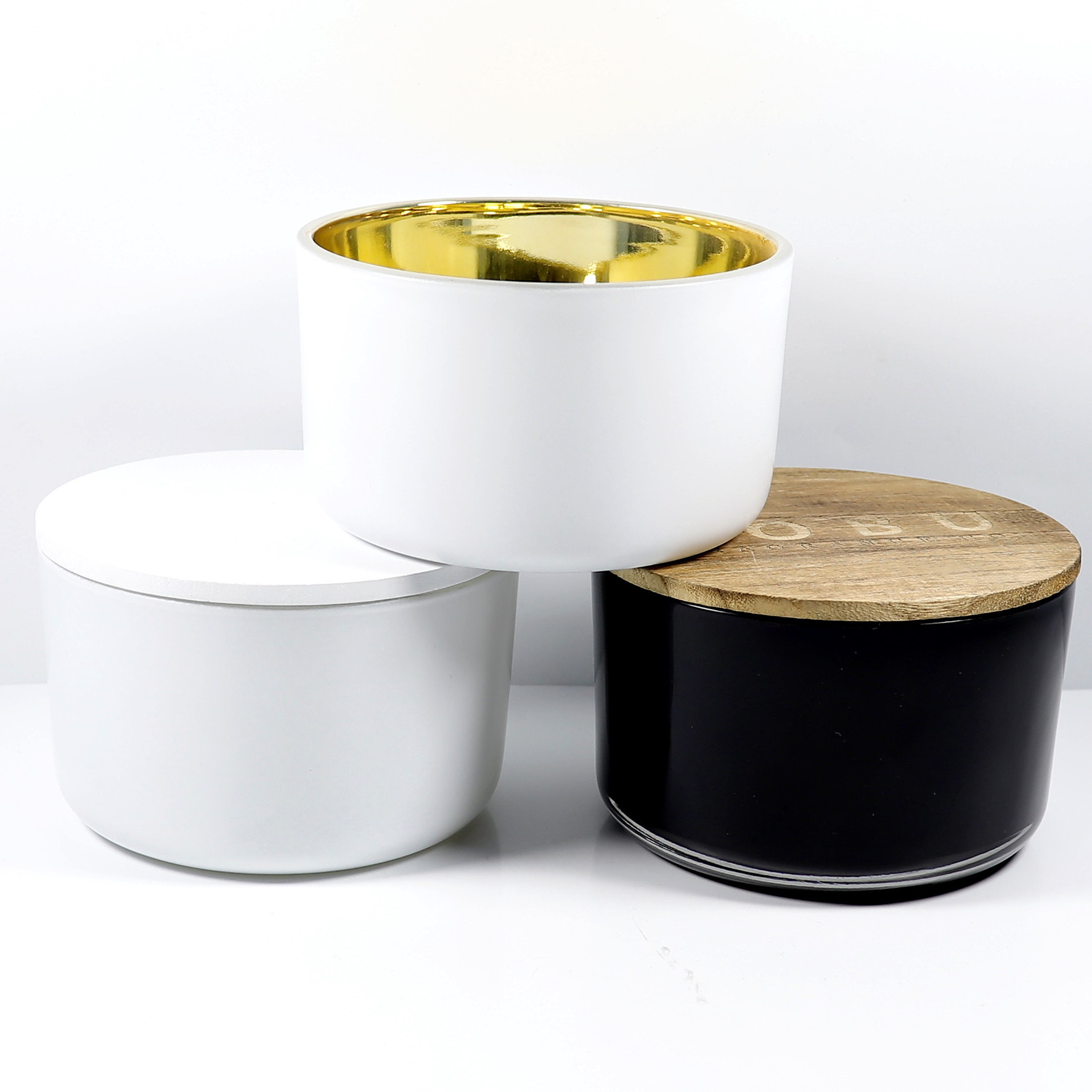 20 oz 610 ml  luxury empty matte white glass candle jars with cover for candle making with box