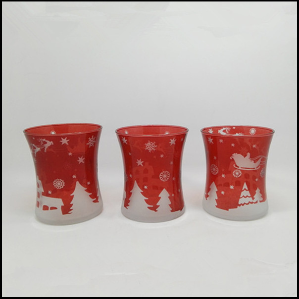 Christmas pattern Votive Glass Candle Holder for candles