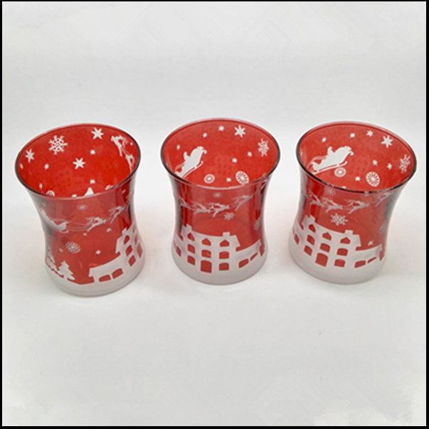 Christmas pattern Votive Glass Candle Holder for candles