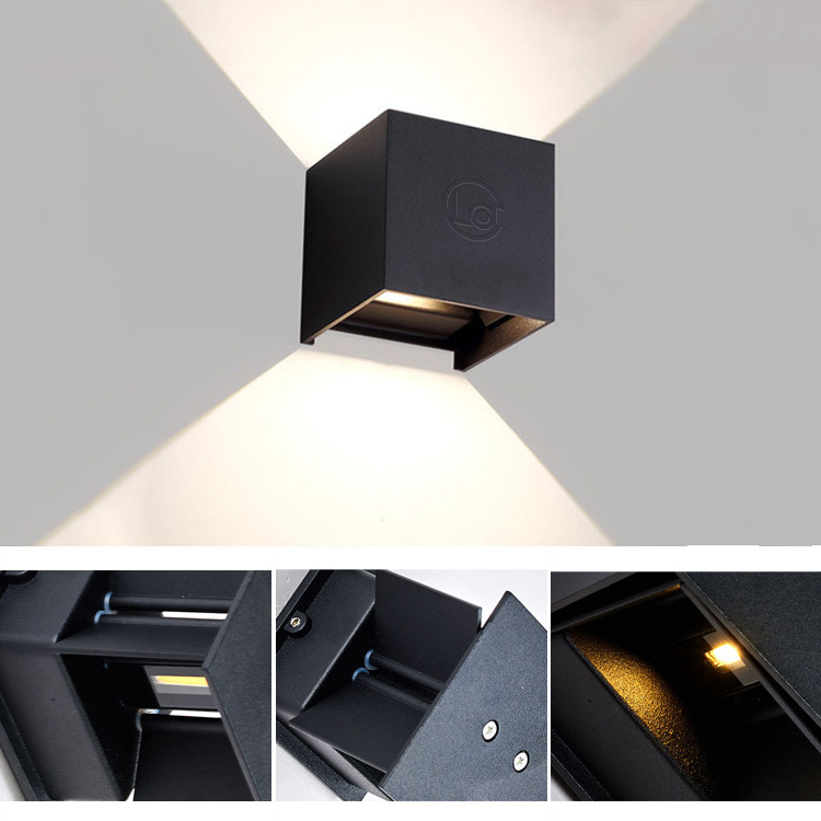 Modern Exterior Outdoor Garden Decoration Wall Sconce Aluminum IP65 Square 6W Up and Down Led Wall Lamp Porch Light