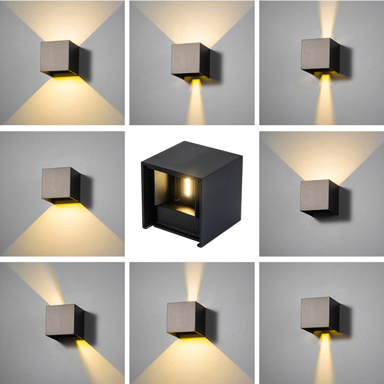 Modern Exterior Outdoor Garden Decoration Wall Sconce Aluminum IP65 Square 6W Up and Down Led Wall Lamp Porch Light