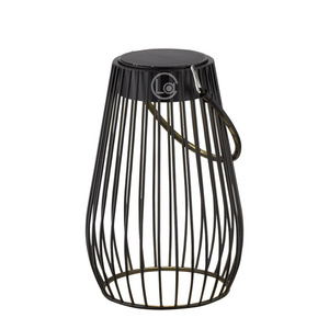 Solar Black Iron Cage Led Decorative Rechargeable Lantern Hanging Waterproof Indoor and Outdoor Decorative Bird Cage Lantern