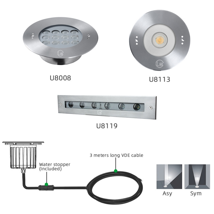 IP68 waterproof stainless steel 316l swimming pool light RGBW DMX512 fountain light floodlight underwater spotlight