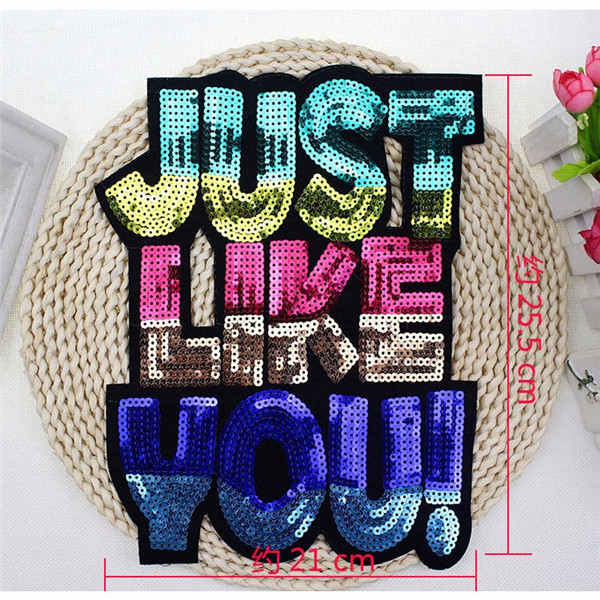 Wholesale Fashion Just Like You sequin patch Sew or Iron on Cloth