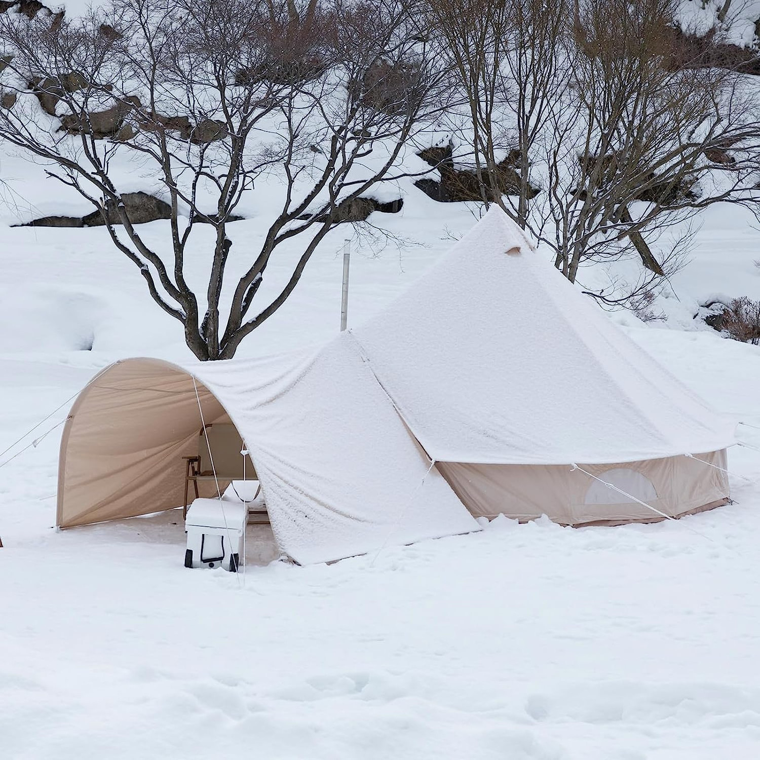 S'more Canvas Family Camping Tent for 4/6/8 Person, 4 Season Glamping Tent, Hot Tent with Stove Jack, Waterproof