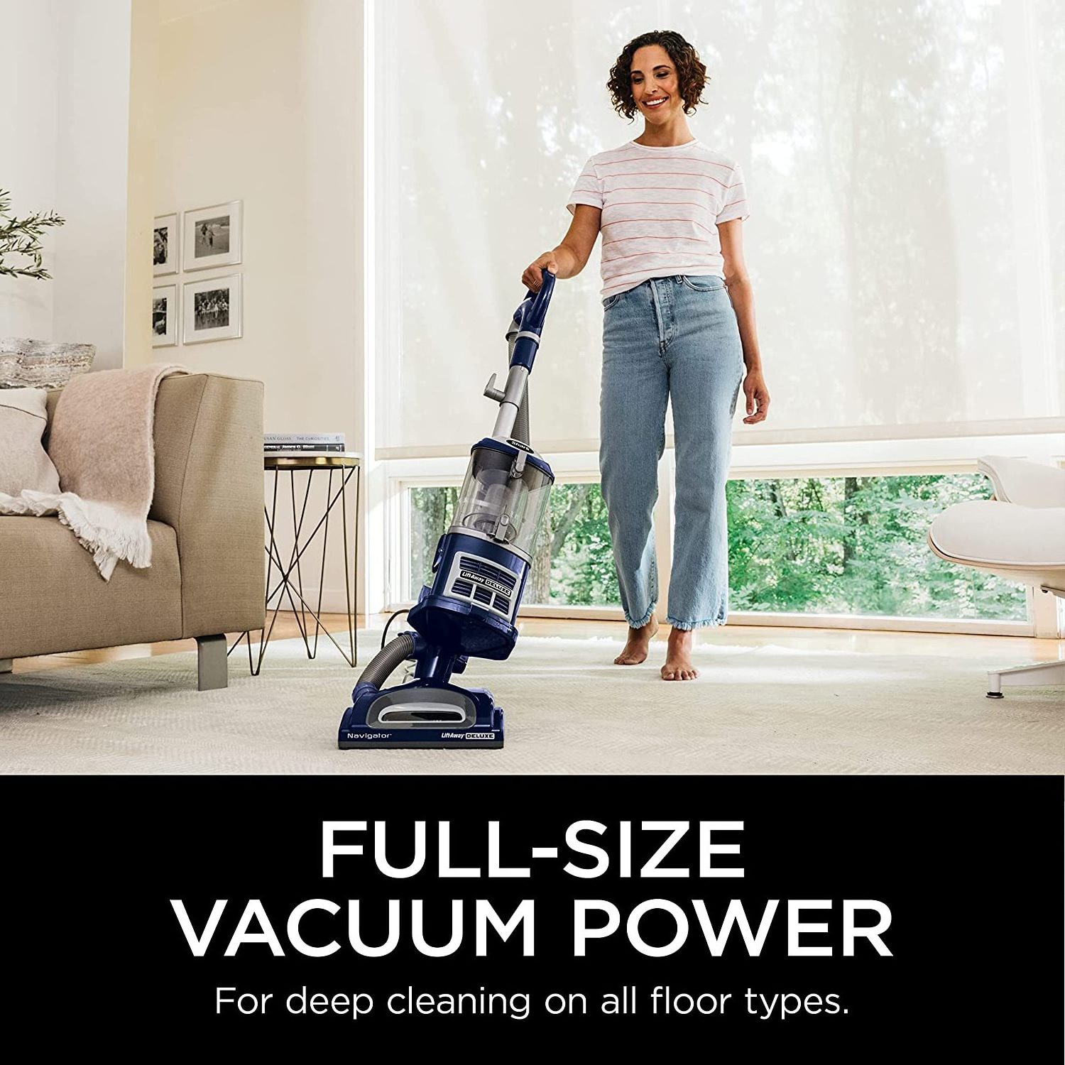 Vacuum with Large Dust Cup Capacity, HEPA Filter, Swivel Steering, Upholstery Tool & Crevice Tool, Blue