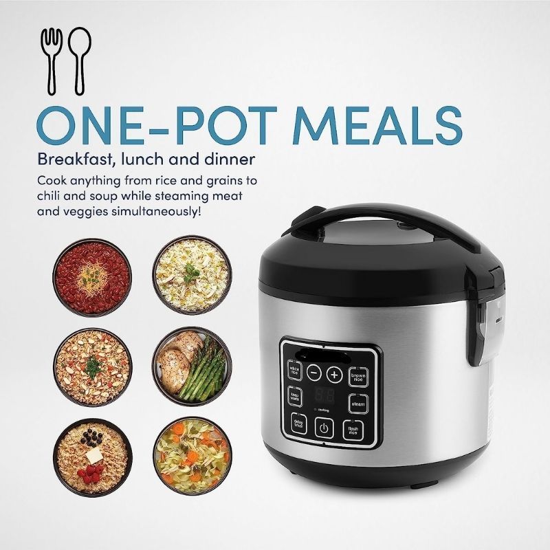 Housewares ARC-914SBD Digital Cool-Touch Rice Grain Cooker and Food Steamer, Stainless, Silver