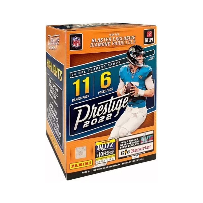 2022 Panini Prestige NFL Football Blaster Box (66 cards/bx) Look for Blaster Exclusive Diamond Parallel and Rookie Cards