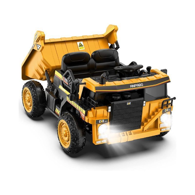 ANPABO Ride on Dump Truck, 12V Ride on Car with Remote Control, Electric Dump Bed and Extra Shovel with Music Player