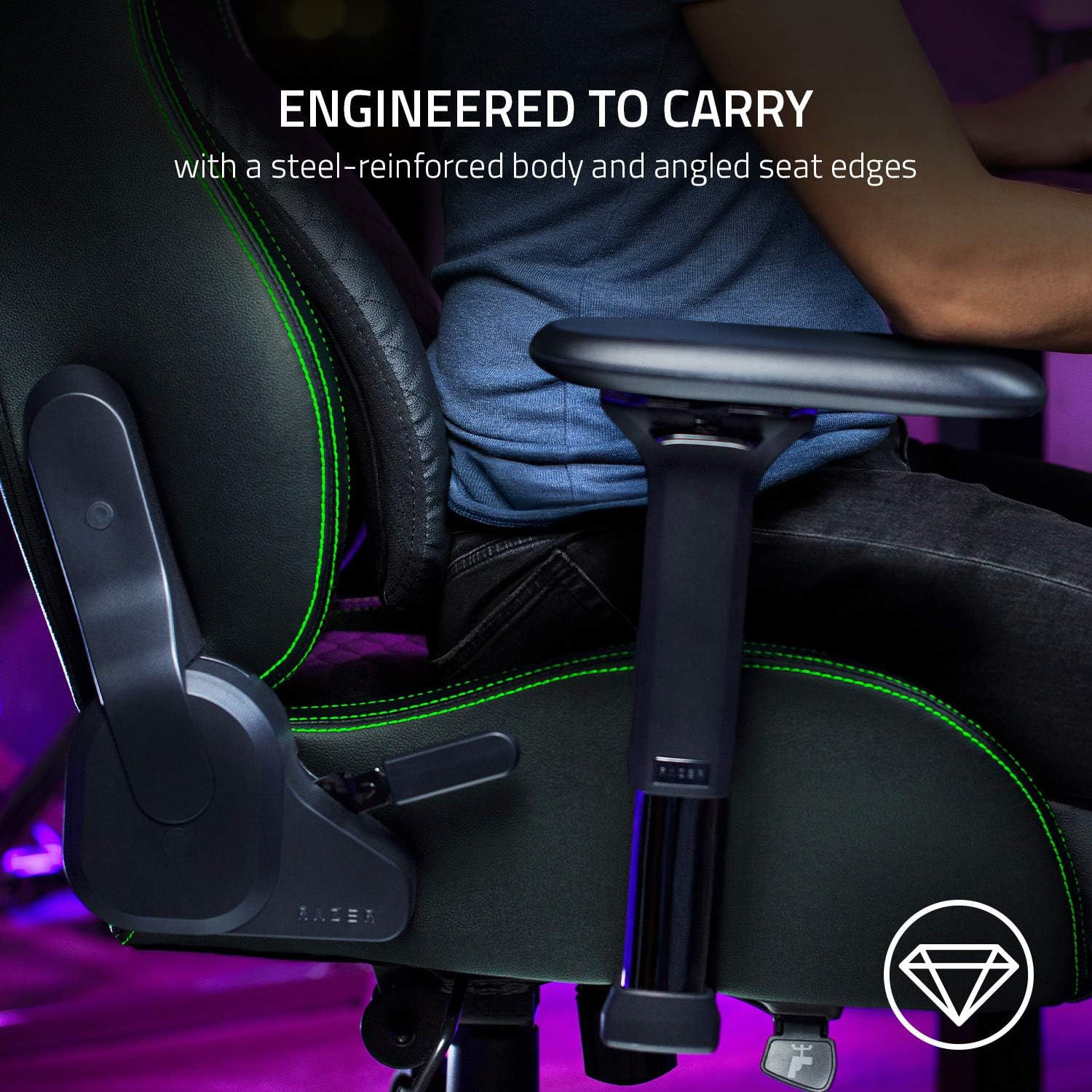 Gaming Chair: Ergonomic Lumbar Support System - Multi-Layered Synthetic Leather - High Density Foam Cushions