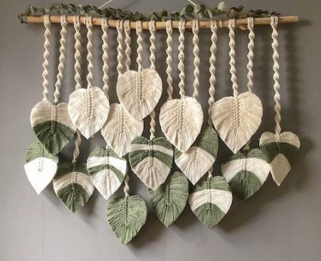 Best selling Beautiful Falling Leaves Macrame Wall Hanging, Nursery Wall Hanging Leaves Boho Headboard Decor Tropical decor