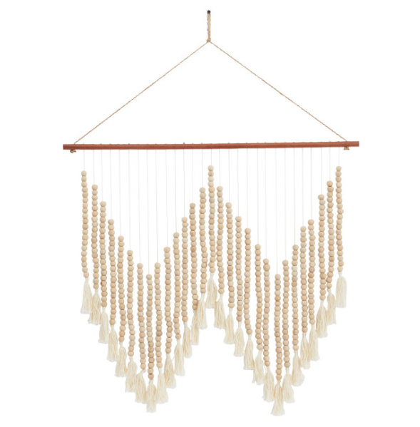 Wholesaler Best selling Beautiful Rustic Handmade Traditional White Wood bead tail Wall Decoration Wall Hanging Wall Decoration