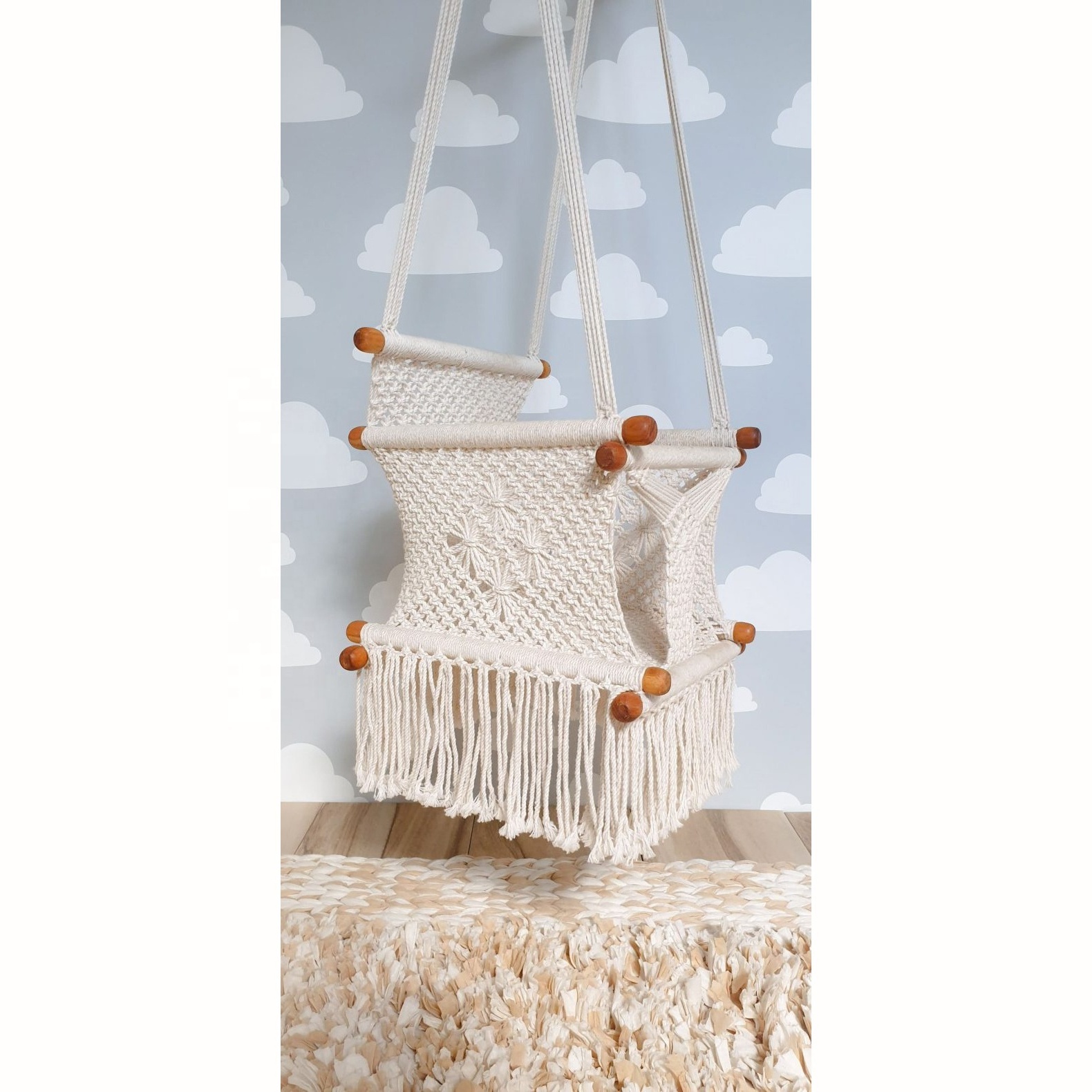 Manufacture Beautiful DIY handcrafted cotton macrame swinging chairs for kids made in Vietnam