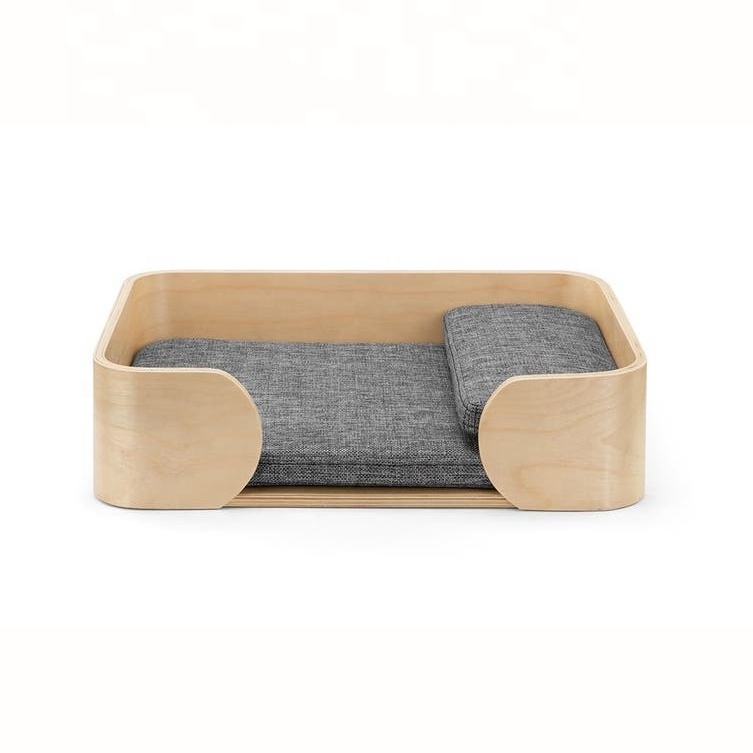 Wholesaler Top selling 2023 Cat bed high quality square wooden sleeping bed with removable cushion for dog cat