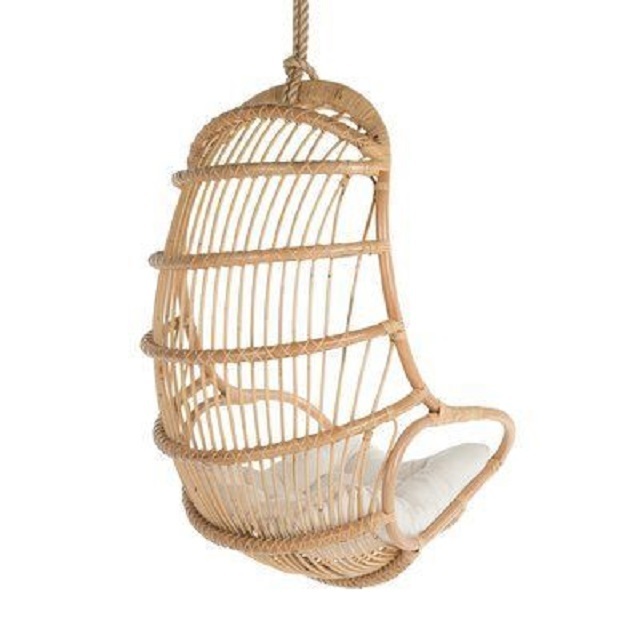 Wholesaler High quality Hanging Rattan Swing Chair with Seat Cushion, Handwoven Natural Rattan furniture made in Vietnam