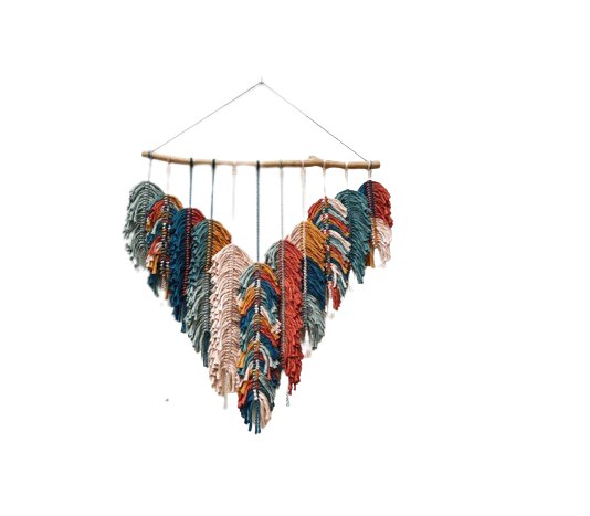 Best selling Beautiful Rustic Handmade Macrame Leaves Wall DecorMacrame Feather Wall Hanging Modern Blue Macrame Wall Decor,