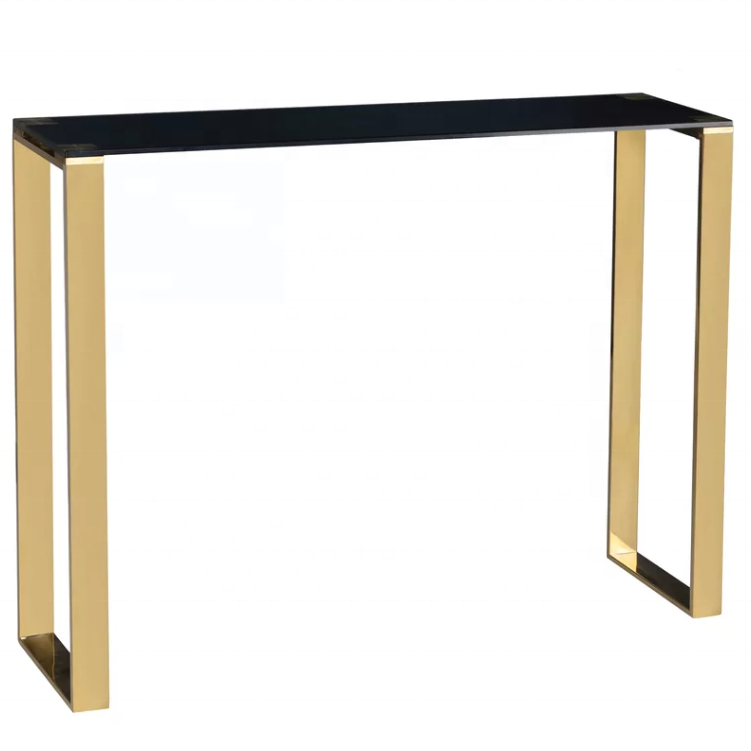 Wholesaler Modern hotel living room furniture rectangle gold marble stainless steel console table ODM made in Viet Nam