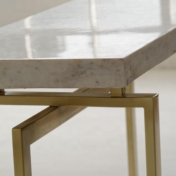 Wholesaler Modern hotel living room furniture rectangle gold marble stainless steel console table ODM made in Viet Nam