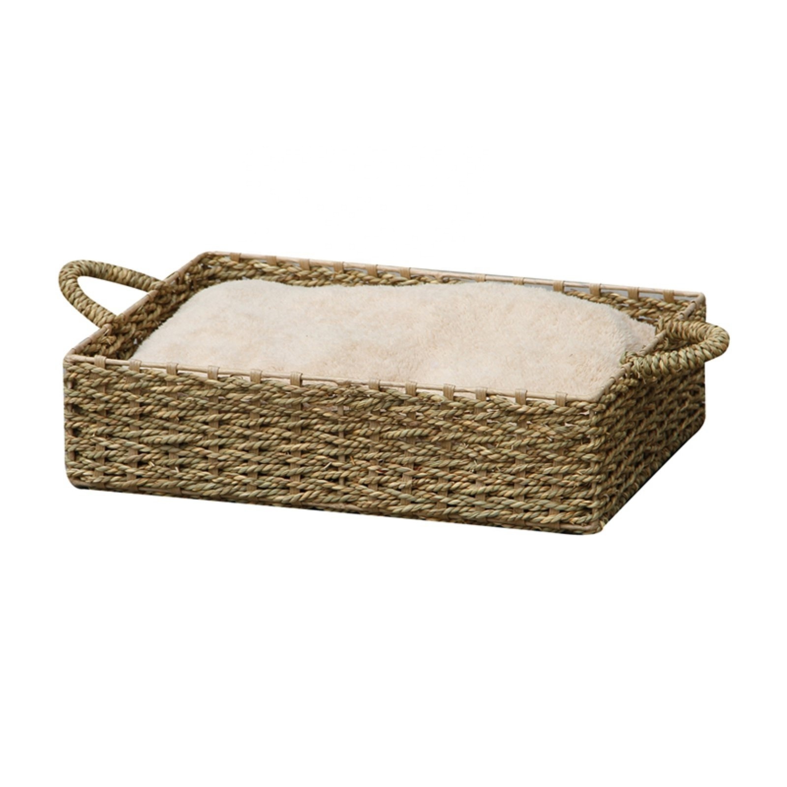 Handcrafted natural wicker bed for pet with cushion wholesales nice rattan pet cage