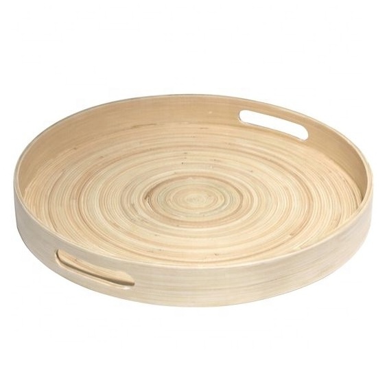 High quality best selling spun bamboo serving tray  set of two serving  tray for breakfast meals holder coffee holder