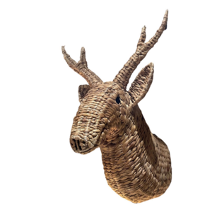 Wholesale beautiful design natural Water hyacinth Deer Wall decoration mount hanging for nursery or kids room