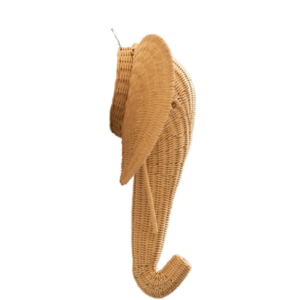 Wholesale beautiful design natural Wicker Elephant Head Wall decoration mount hanging for nursery or kids room