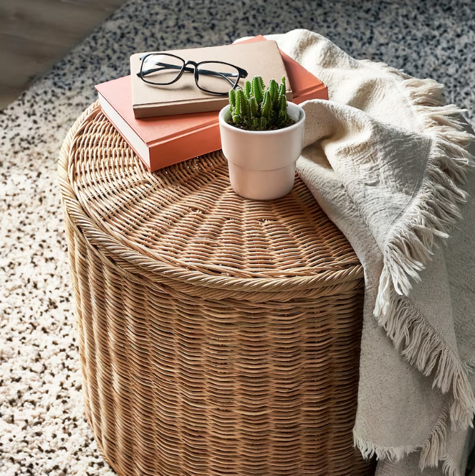 Wholesales hot trending handcraft wicker Ottoman with storage handmade rattan indoor rattan stool made from Vietnam