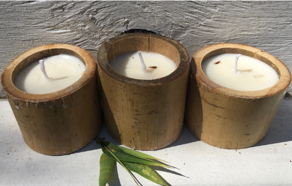 Lavender scented Bamboo candle in bamboo cup natural soy wax bamboo wax candle from Vietnam