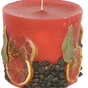 Wholesaler ODM  Hand-poured  pure and natural soy wax Orange scent Coffee Pillar candle for dinning decoration