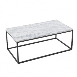 High quality modern style white marble top coffee table with metal legs from Vietnam