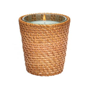 High selling handmade scented candle glass wrapped rattan calming aroma nice price from Vietnam