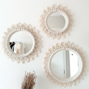 Best Selling Macrame Mirror Wall Hanging Round Bedroom Mirror Boho Design Room Decor Handmade from Vietnam