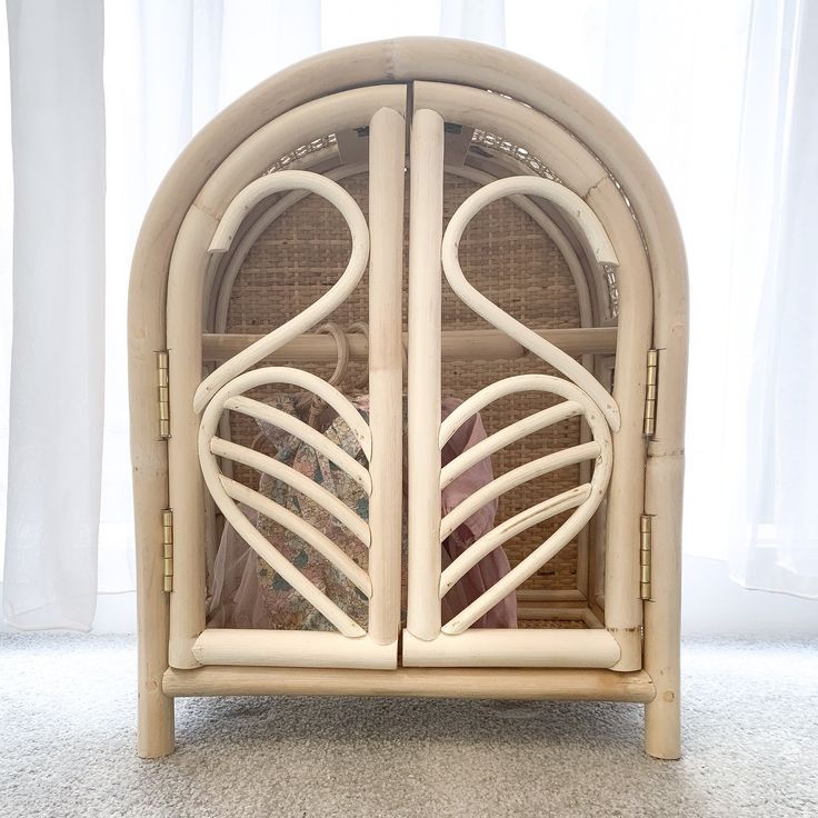 Eco-friendly natural rattan kids wardrobe for doll kids furniture attractive room decoration handwoven from Vietnam