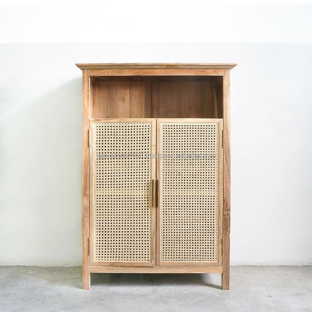 Natural rattan and wood cabinet for living room dining room rattan sideboard handmade from Vietnam