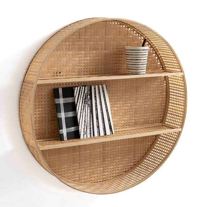 High quality best selling wholesales black rattan round shelf wall hanging shelf rack from Vietnam