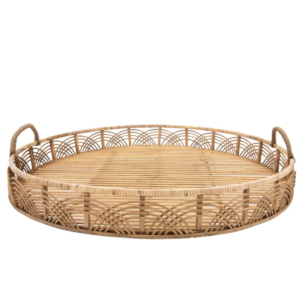 Handmade eco-friendly natural round bamboo serving trays set of 2 wholesales new product from Vietnam