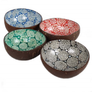 Handcrafted natural coconut shell bowls eggshell inlay decorative bowls with food safety wholesales from Vietnam