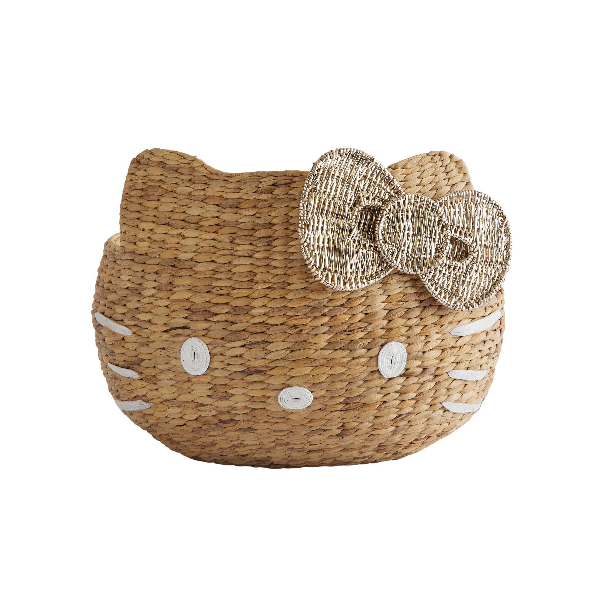 Elegant hot selling Hello Kitty shape natural water hyacinth clothes baskets handmade from Vietnam