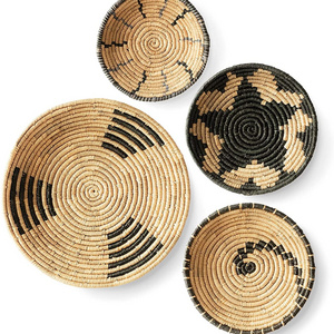 High quality eco friendly set of 4 natural seagrass woven round Boho wall basket decoration for livingroom from VietNam