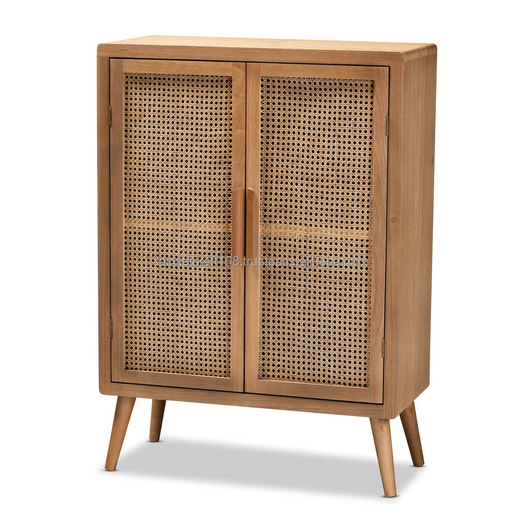 Natural rattan and wood cabinet for living room dining room rattan sideboard handmade from Vietnam