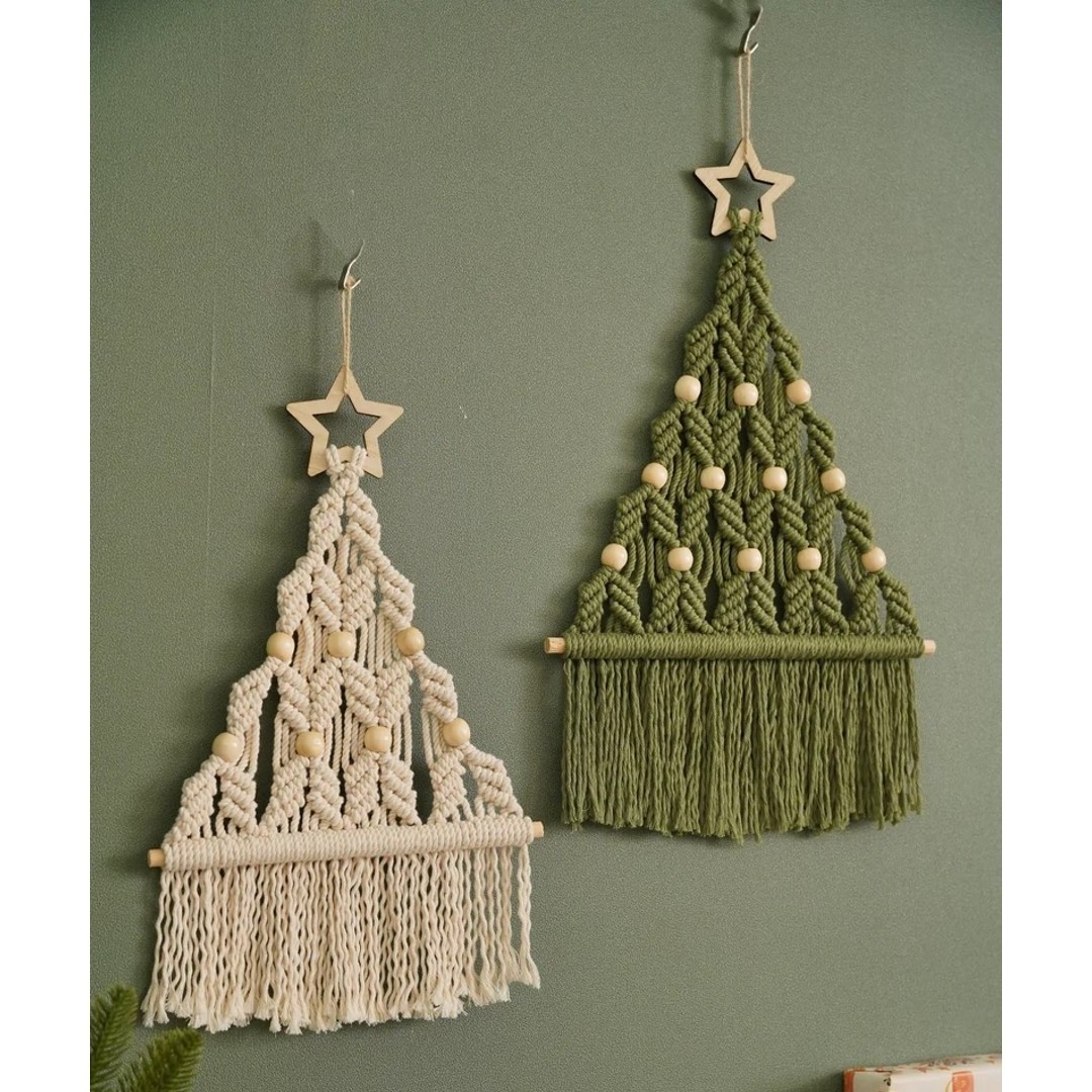 Handmade macrame Christmas tree wall hanging Boho Xmas decor tree home decoration from Vietnam