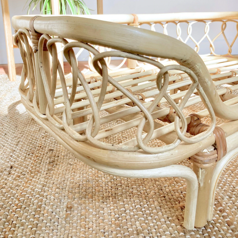 Comfortable handcrafted rattan dog bed natural color with soft cushion bed for pet made in Vietnam